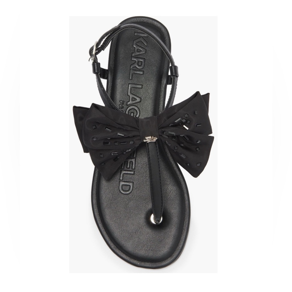 ✅NEW “Karl Lagerfeld” Elegant Black Cristi Bow Sandal (Women)
